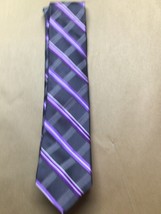Michael Kors Neck Tie Black Purple White 100% Silk - $14.85