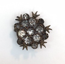 Antique Brooch Prong Set Rhinestones Ornate Victorian Jewelry - £15.62 GBP