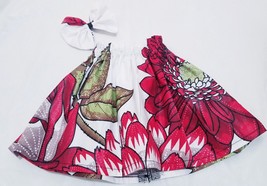 2 Pcs African Print White Girls Skirt &amp; Clip Bow.Sz 18-24 months-5t Floral - $23.00+