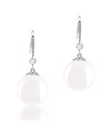 NIB Orrous 18k White Gold Plated Simulated Shell Pearl CZ Accented Drop ... - $27.09 CAD