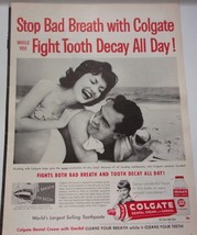 Colgate Dental Cream Happy Couple On The Beach Magazine Print Ad 1959 - £7.80 GBP
