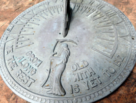 BRASS Cast Sundial Roman Numeral &quot;Grow Old Along With Me The Best Is  Ye... - $79.25