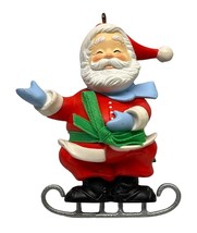 Parachuting Santa Claus Christmas Tree Ornament Hallmark Soft Landing 1988 - $17.49