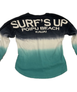 Surf&#39;s Up Poipu Beach Kauai HI Spirit Long Sleeve Teal Shirt Size X-Smal... - £13.80 GBP