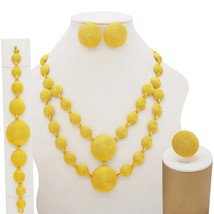 Jewelry Luxury Necklaces Dubai 24K Gold For Women Necklace Round Earrings Bracel - £22.35 GBP