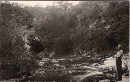 RPPC Man Posing Along the Creek below The Cliffs c1910 Real Photo Postcard W20 - £7.81 GBP