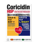 Coricidin HBP Max Strength Cold &amp; Flu Day + Night Liquid Gels, 24 ct Exp... - £13.93 GBP