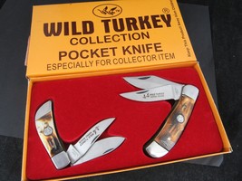 2 Vintage knife collection WILD TURKEY hand made surgical steel NEW WITH BOX! - £29.81 GBP