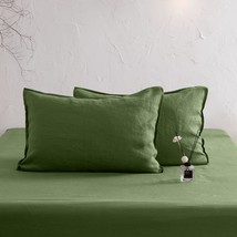 Linen Pillow Cases Standard Sham - 20 X 26 Inch Bed Pillow Protector Cover Set O - £40.89 GBP
