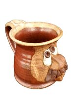 Vintage Handmade Stoneware Art Pottery Ugly Face Funny 3D Mug - $24.96