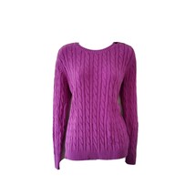 Croft &amp; Barrow Purple Cable Knit Long Sleeve Cotton Crew Neck Pullover S... - £15.57 GBP