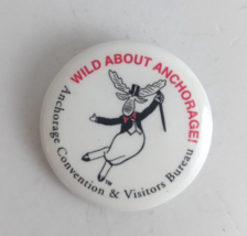 Wild About Anchorage Anchorage Convention &amp; Visitors Bureau Moose Hat Pin Button - £6.48 GBP