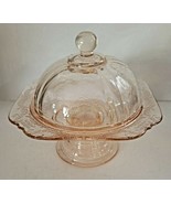 FEDERAL MADRID PINK DEPRESSION GLASS COVERED CHEESE DISH - $62.65