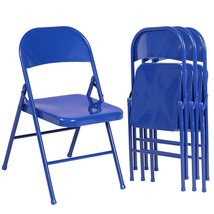 Metal Frame Folding Hold Up To 350 Pounds, Mounted Steel Chairs With Triple Brac - £125.86 GBP