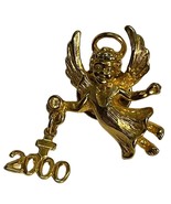 Angel Clear Rhinestones Year 2000 Pin Gold Tone Lapel Religious Vintage - £8.50 GBP