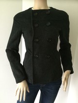 Bcbgmaxazria Dark Gray Round Neck Cropped Peacoat Style Jacket (Size Xs) - £23.88 GBP