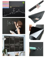 PEEL &amp; STICK BLACKBOARD STICKER 17&quot;x78&quot; +5 Chalks Vinyl Temp Bedroom Cha... - £7.65 GBP