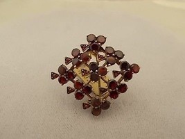 Victorian Genuine Natural Bohemian Garnet Shamrock Pin (#J301) - £254.97 GBP