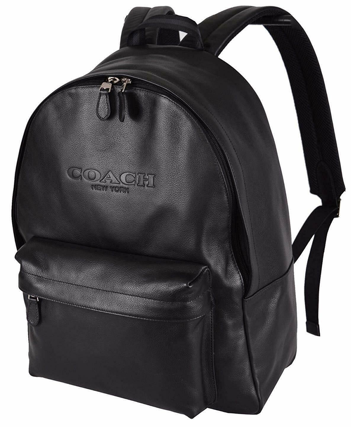 Primary image for NWT Coach Mens BLACK Charles Leather Backpack Bag F54786
