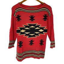Chaps Red Aztec Linen Half Sleeve Knit Sweater Size XS Women’s - $22.00