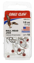 Eagle Claw Ball Head Fishing Jig Hooks, White, 1/8 oz, Pack of 10 - $5.95