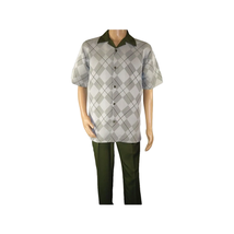 Men MONTIQUE 2pc Walking Leisure Suit Matching Set Short Sleeves 2216 green image 4