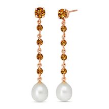Galaxy Gold GG 14k Rose Gold Chandelier Earrings with Citrines and Pearls - $644.99