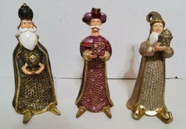 Christmas 3 Wiseman Kings 10&#39;&#39; Resin Figures Artisans Painted Sparkle Vi... - £69.99 GBP