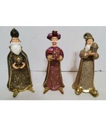Christmas 3 Wiseman Kings 10&#39;&#39; Resin Figures Artisans Painted Sparkle Vi... - £72.74 GBP