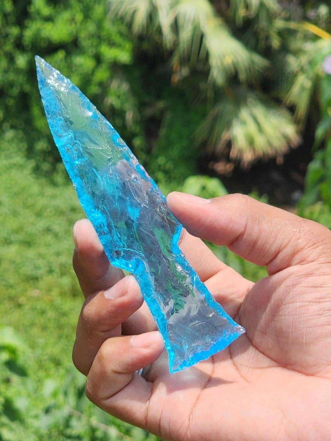 5.5–6&quot; Rare Blue Aqua Obsidian Arrowhead | Handmade Crystal Spear | Gift... - $14.84+