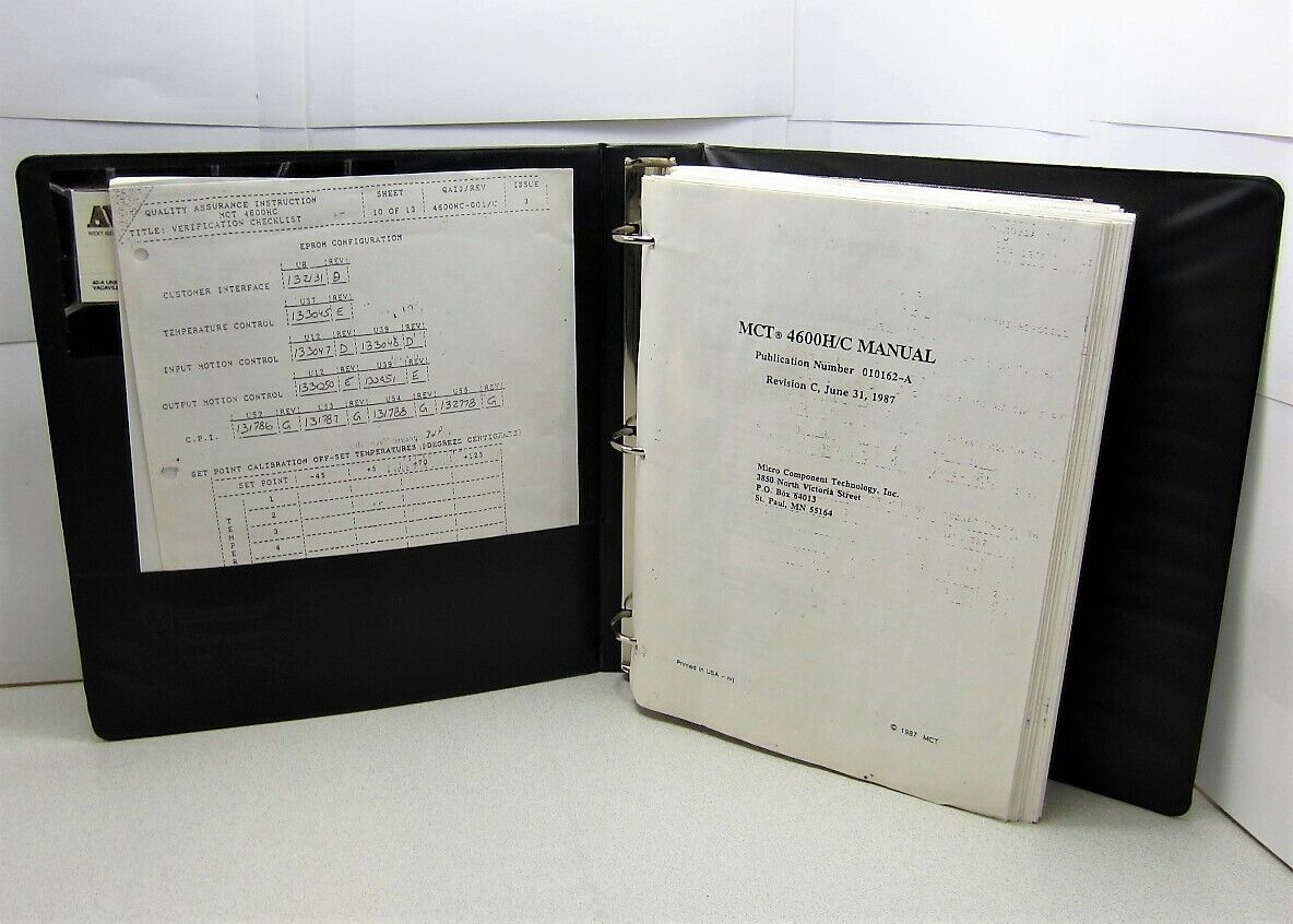 MCT Micro Component Technology 4600 H/C Handler Manual 1987 Edition - $52.36
