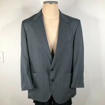 Vintage LL Bean Blazer Suit Jacket Sports Coat Mens 42 R Gray Blue Plaid - £18.39 GBP