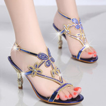 Summer Style women high quality crystal roman buckle sandals, women&#39;s sexy thick - £61.27 GBP