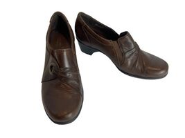 Clarks Bendables Heels Women 7M Shoes Brown Leather Ankle Slip On Casual... - $359.25 MXN