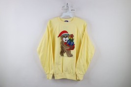 Deadstock Vintage 90s Streetwear Womens Small Christmas Bear Sweatshirt Yellow - $59.35