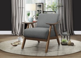 Modern Home Furniture Gray Fabric Upholstered 1pc Accent Chair Walnut - £269.79 GBP