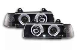 FK LED Headlights Angel Eyes Halo Ring BMW 3-series Saloon E36 92-98 Bla... - £214.76 GBP