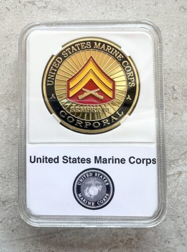 US Marine Corps Challenge Coin – Corporal E4, EST 1775 Commemorative, Militaria