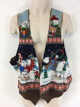 Vtg Handmade Unisex L Christmas Holiday Bears Reversible Vest - £7.86 GBP