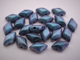 40 8 x 5 mm Czech Glass Gemduo Beads: Polychrome - Indigo Orchid - £1.56 GBP