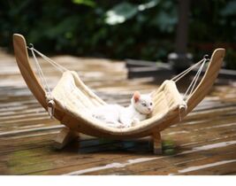 Large 72cm Wooden Cat Hammock Elevated Pet Bed All-Season Mats Puppy Lou... - $34.64