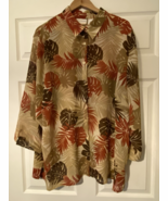 Alfred Dunner button up sheer blouse Plus size 24W leaf pattern - $24.45 CAD