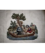 UnFramed Damage Renaissance Women Boat River Lake Art Needlepoint - $49.49