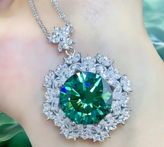10 Carat Moissanite 925 Sterling Silver Pendant Necklace