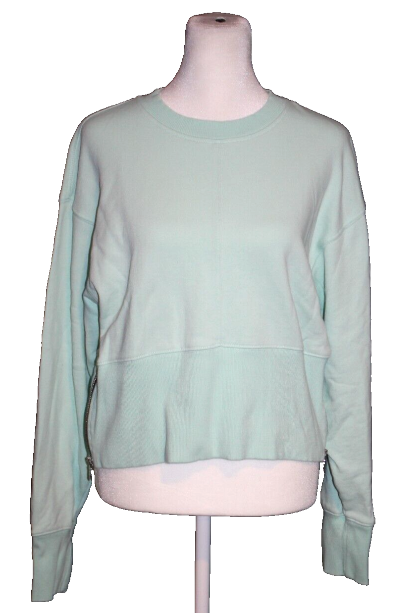 Primary image for DKNY Sweatshirt Pullover Side Zip Mint Green Crewneck Women's Size M Medium