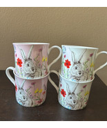 Stechcol Set Of 4 Bone Chine Easter Bunny Floral Cups Mugs New  - £35.37 GBP