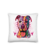 Colorful Pitbull Dog Premium Throw Pillow - £23.08 GBP