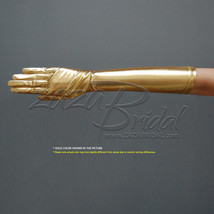 Shiny Stretch Metallic Gloves Below-the-Elbow Length (8BL) - Gold/Silver - £15.63 GBP