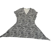 Chaus NY Blouse Womens Medium Black White Geometric Pattern Asymmetrical... - $17.99