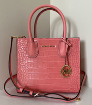 New Michael Kors Mercer medium Messenger handbag Embossed Leather Grapefruit - £90.32 GBP